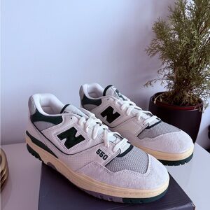 New Balance Men's White and Green Sneakers